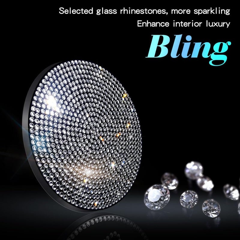 Murimt 2 PCS Universal Vehicle Bling Cup Holder Insert Coaster Car Interior Accessories,2.75 inch Silicone Anti Slip Crystal Rhinestone Car Coaster(White) - Image 3